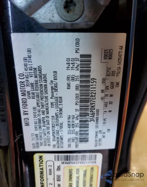 2014 Ford Fusion Titanium from USA, damaged, VIN 3FA6P0K97ER211159